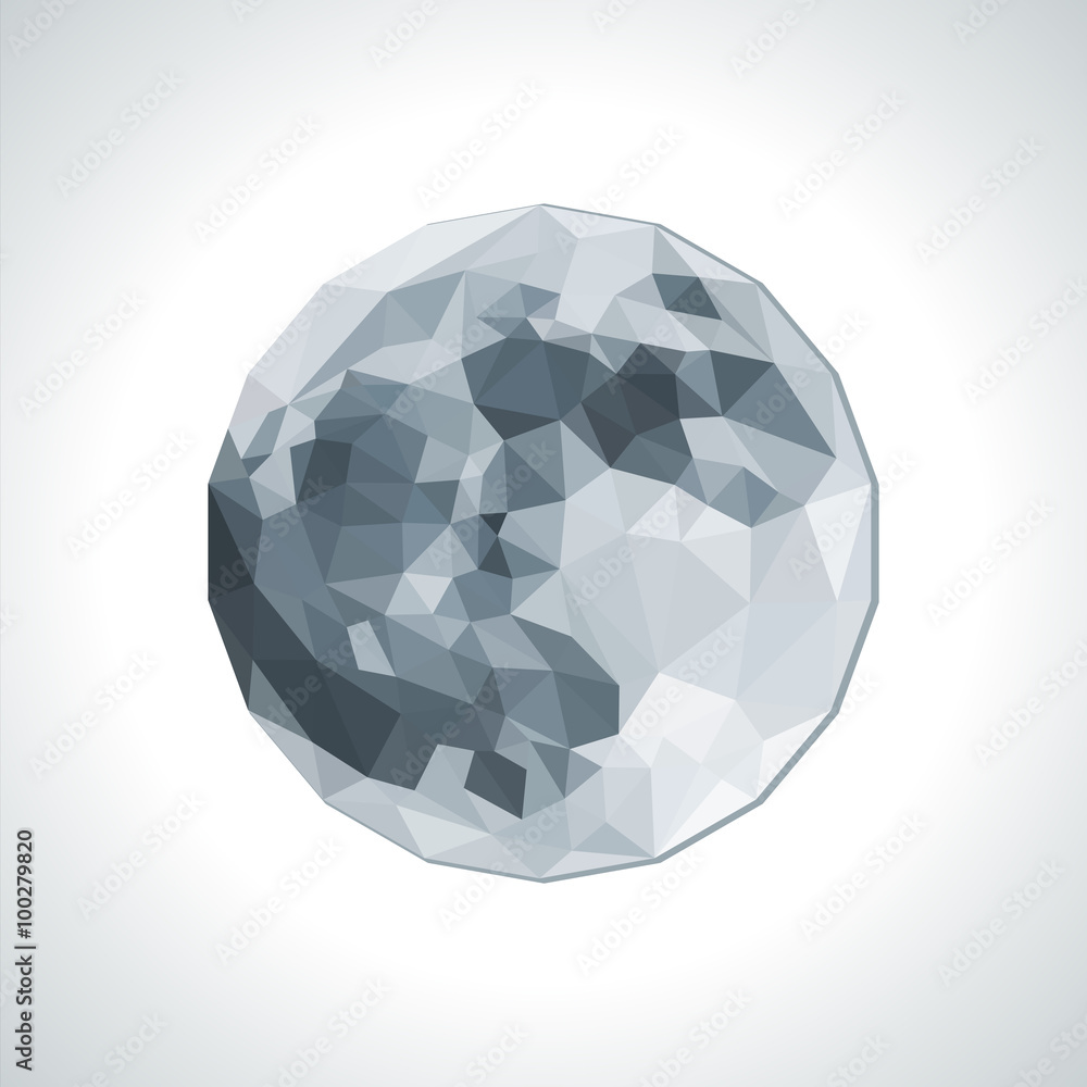 Fototapeta premium polygonal full moon on white
