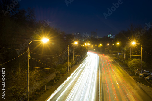 light trails on the street in rostov russia