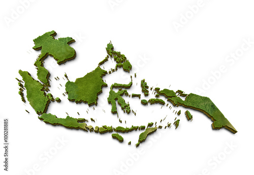 3D Southeast Asia Map Grass