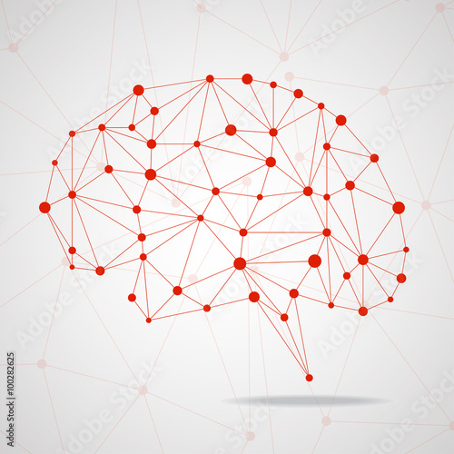 Abstract geometric brain, network connections. Vector illustration. Eps 10
