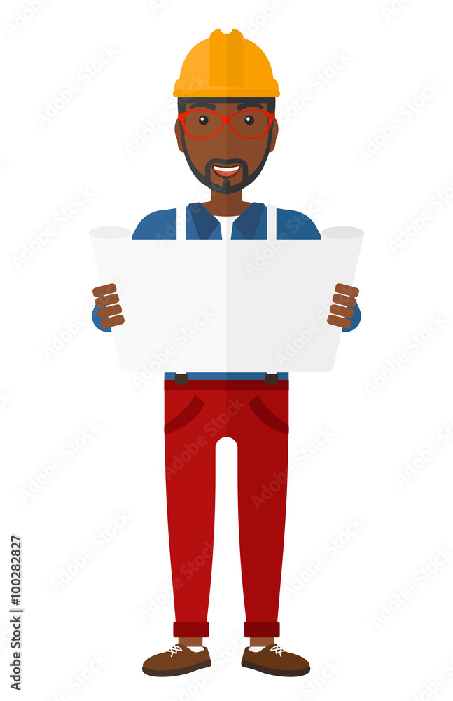 Engineer holding blueprint. Engineer holding blueprint.