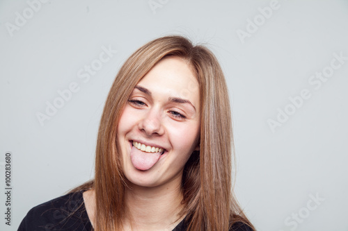 beautiful girl face emotion white background