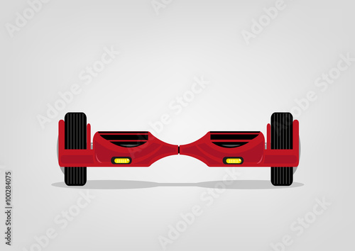 Red Balance Scooter with LED lights. Editable Clip Art.
