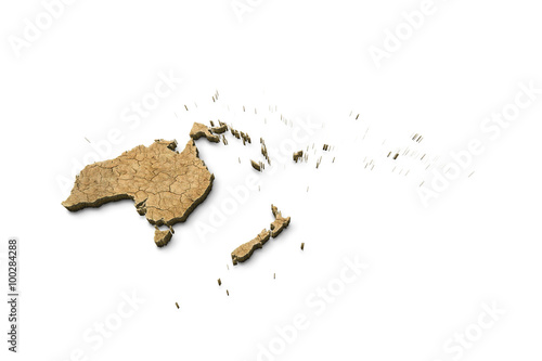 3D Oceania Map Dry Earth