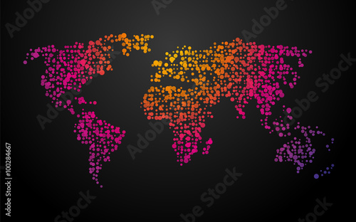 world map dots color gradient