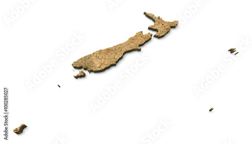 3D New Zealand Map Dry Earth © NINJA FACTORY