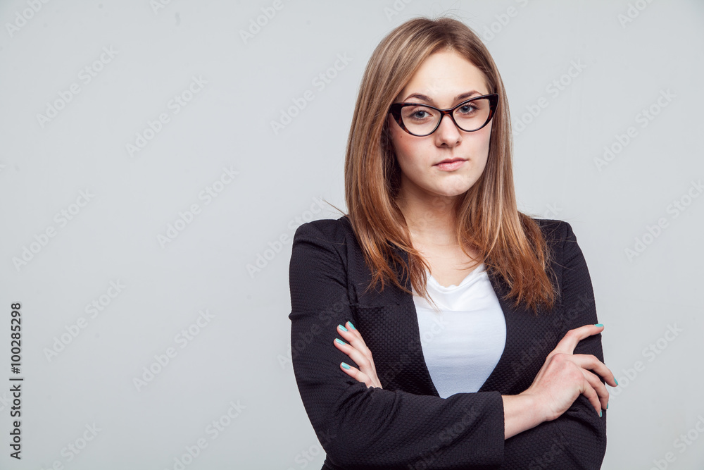 Young, beautiful girl in a jacket, isolated on a white background. Young, beautiful girl in a jacket, isolated on a white background.