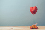 Valentine's day holiday celebration with toy car and heart shape