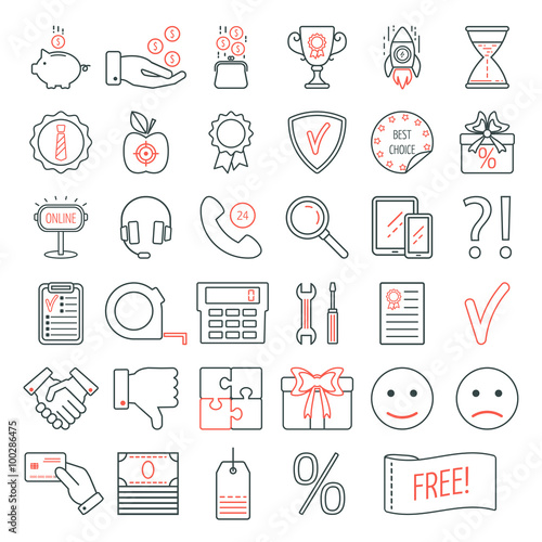 Set of linear web design icons. Modern line icons for business, web development and landing page. Flat design. Vector