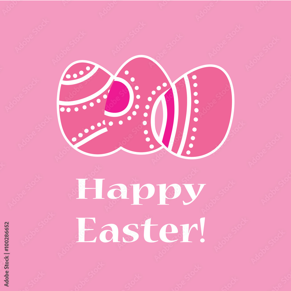 Vector illustration of Easter Eggs - pink greeting card. Simple dots and lines ornament on eggs. Elegant and cute Easter illustration. Eps 10. Vector illustration of Easter Eggs - pink greeting card. Simple dots and lines ornament on eggs. Elegant and cute Easter illustration. Eps 10.