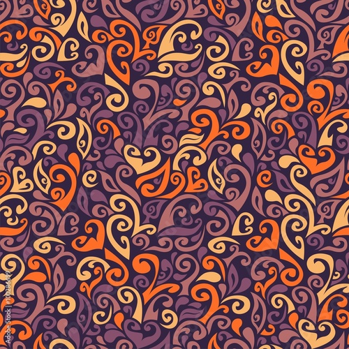 seamless pattern consists of colorful doodles. Vector illustration.