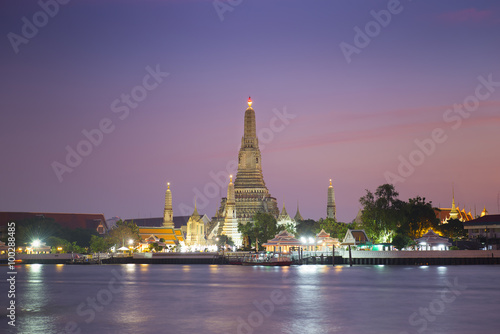 Wat Arun Temple after finished construction in twilight time at © nattapan72