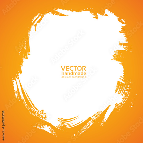 Square background smear paint bristle brush on orange