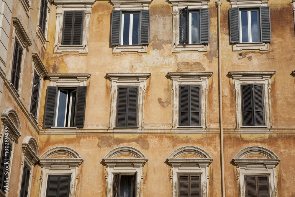 Traditional Facade in Rome, Italy