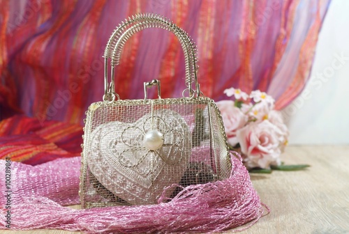 Valentine's Day - heart and mesh bag 