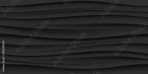 Black seamless wave texture pattern background