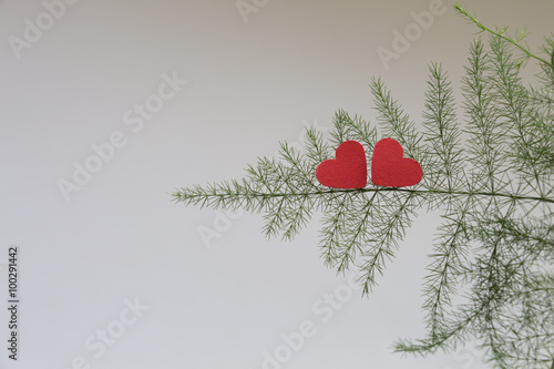 Red and Pink Heart Felt On Gray Background