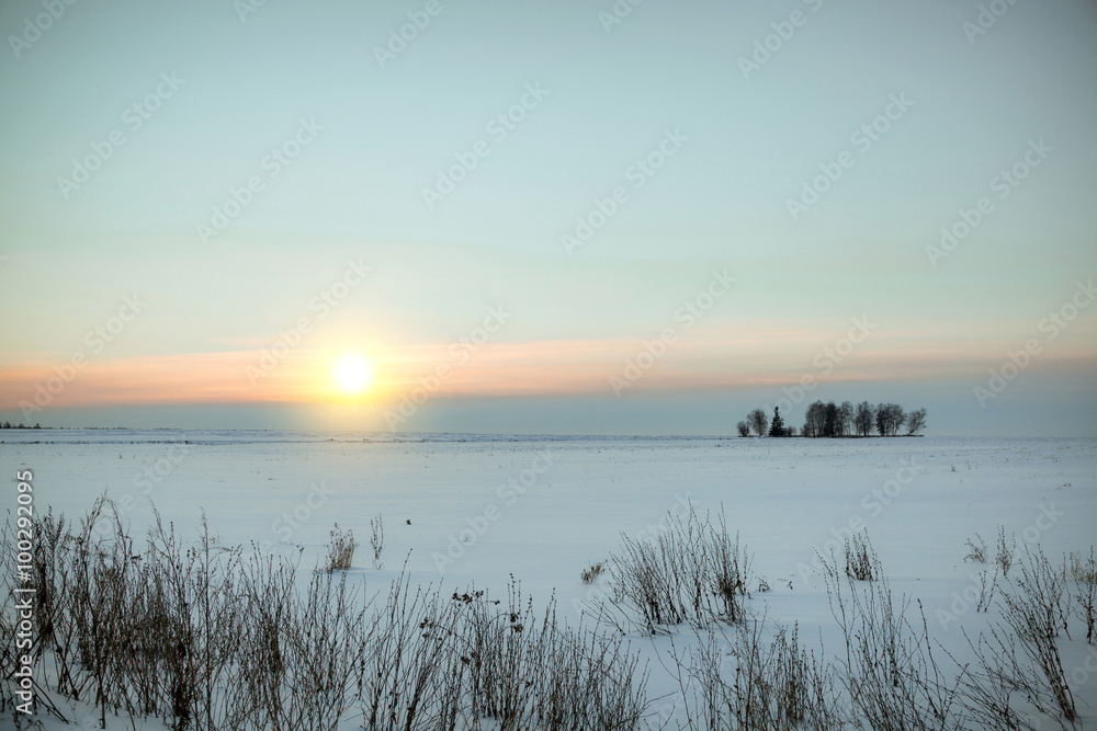 Sunset in the winter