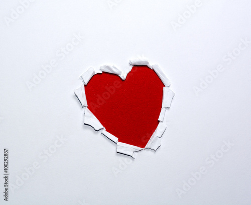 Heart shape handmade on white paper