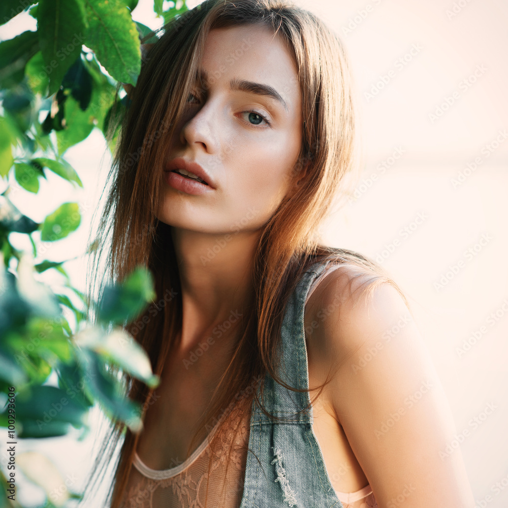 Portrait of beautiful girl in fashionable clothes, lifestyle Portrait of beautiful girl in fashionable clothes, lifestyle
