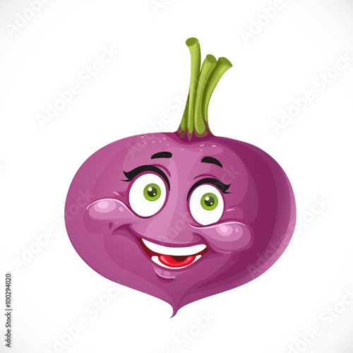 Cartoon smiling beetroot isolated on white background