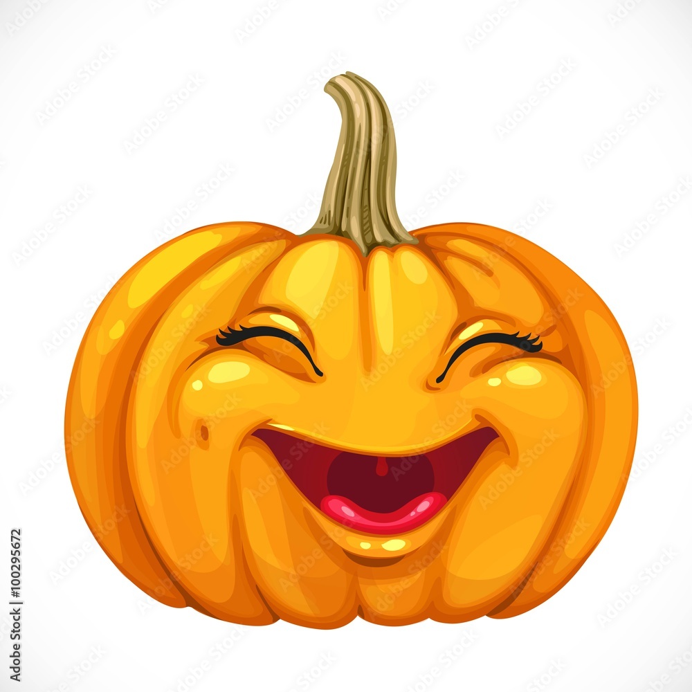 Cartoon smiling pumpkin isolated on white background Cartoon smiling pumpkin isolated on white background