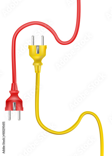 yellow and red electric cable plugs. vector