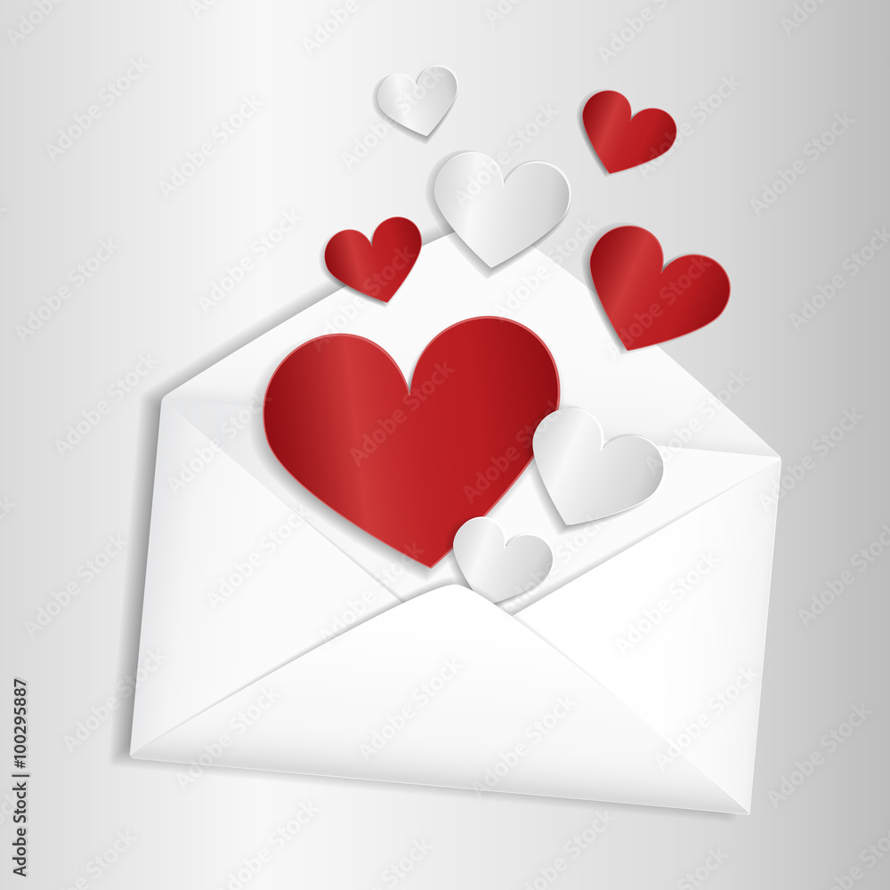 Opened envelope with hearts flying out Opened envelope with hearts flying out