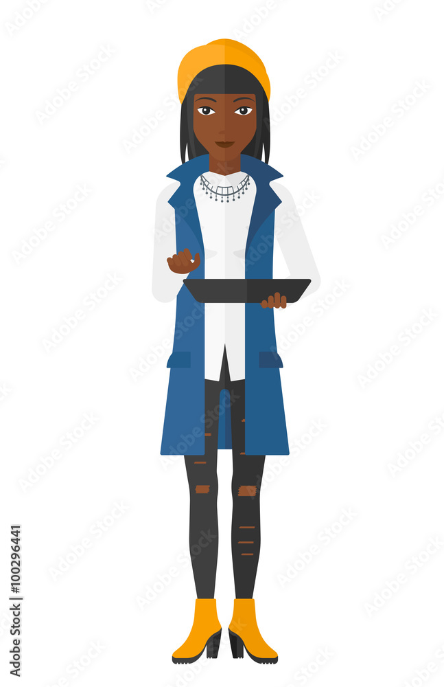 Woman using tablet computer. Woman using tablet computer.