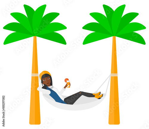 Woman chilling in hammock.
