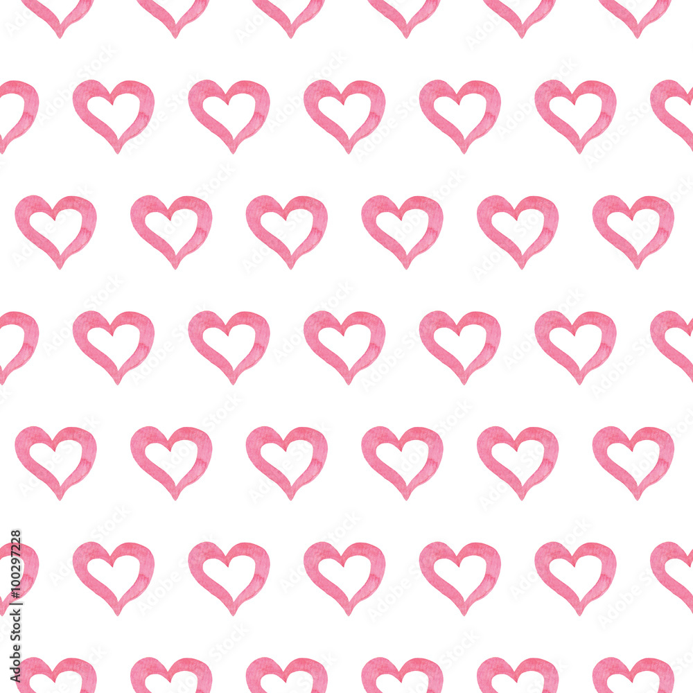 Seamless Valentine's day watercolor pink heart