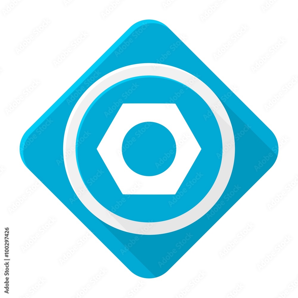 Blue icon nut with long shadow Blue icon nut with long shadow