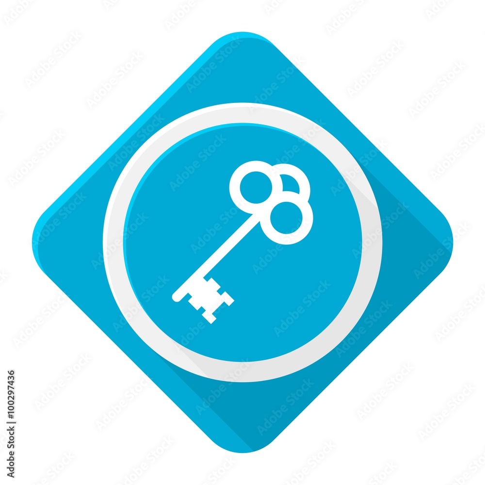 Blue icon old key with long shadow Blue icon old key with long shadow