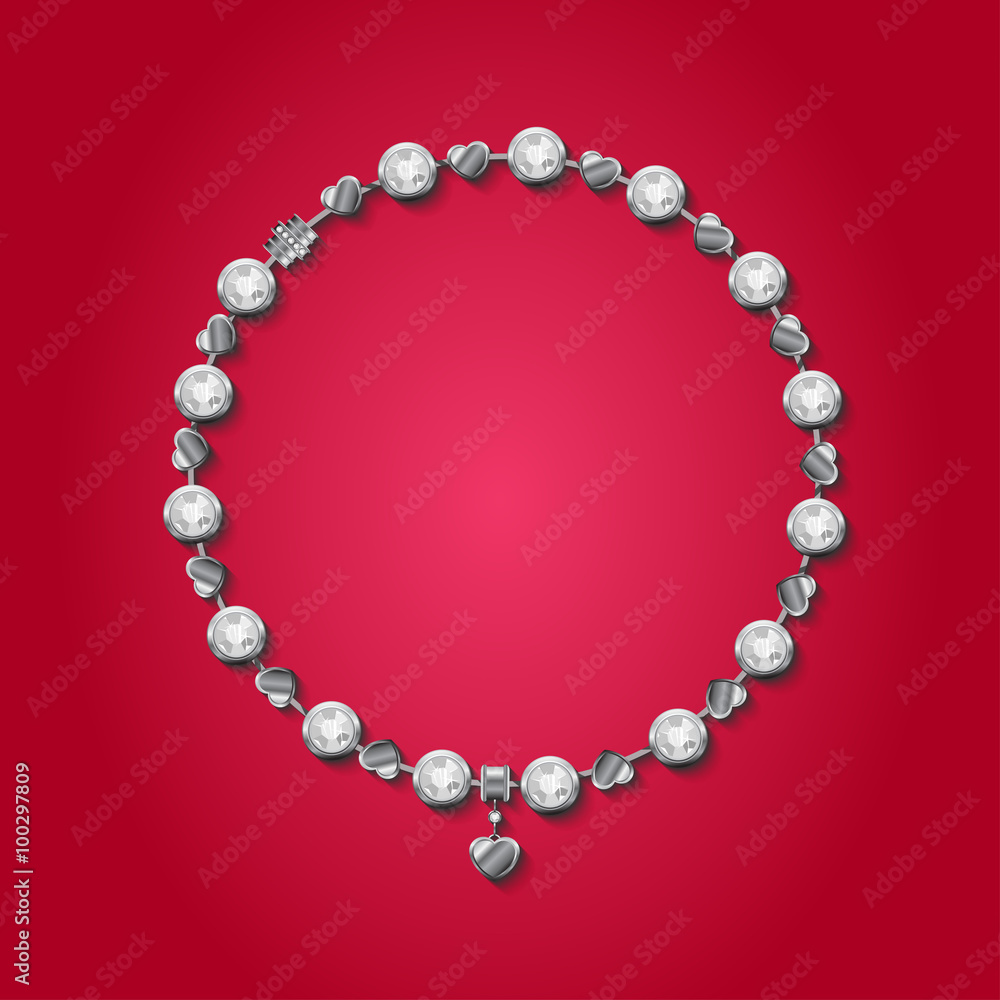 Fototapeta premium Valentine day card. Bracelet with jewelry elements. Vector illustration 