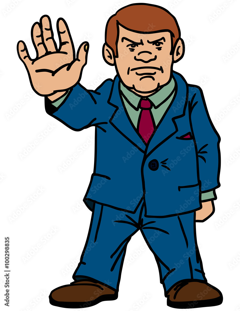 Responsible man gives a sign of attention and danger. Vector illustration. Responsible man gives a sign of attention and danger. Vector illustration.