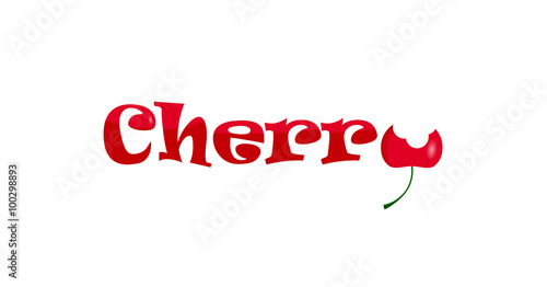 Caption cherry and a piece of cherry