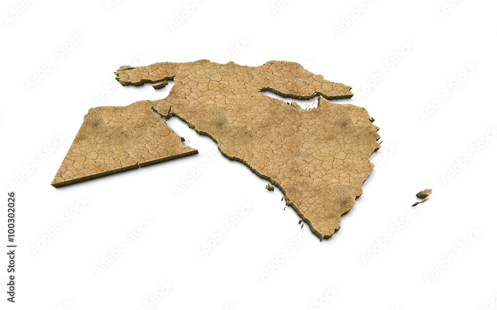 3D Middle East Map Dry Earth