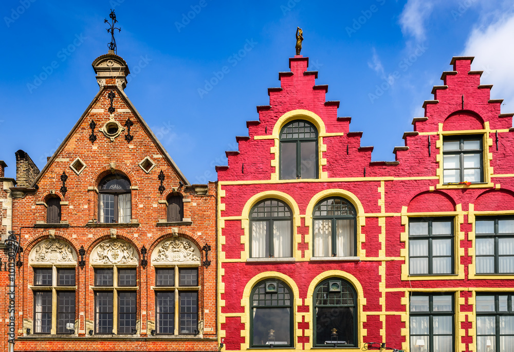 Bruges colorful houses in Markt, Belgium
