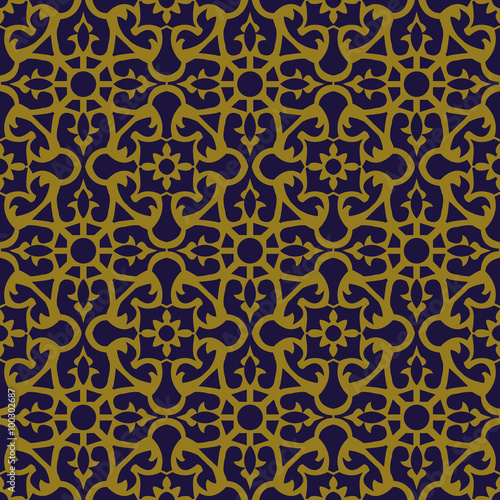 Elegant antique background image of flower square kaleidoscope pattern.  