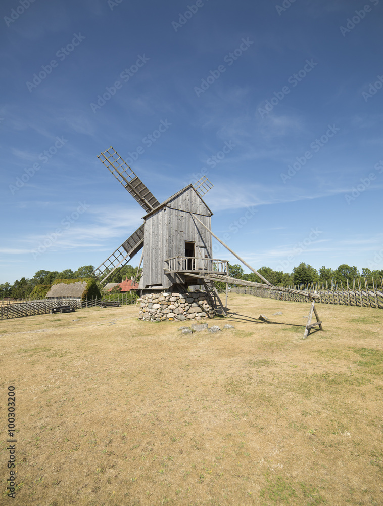 Naklejka premium Old windmill in the village, Estonia
