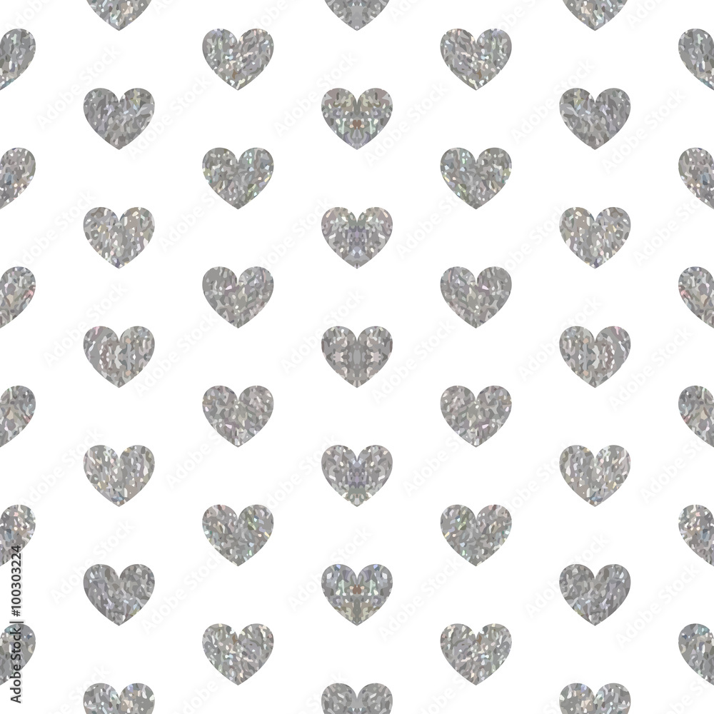 Seamless pattern of silver hearts. Seamless pattern of silver hearts.