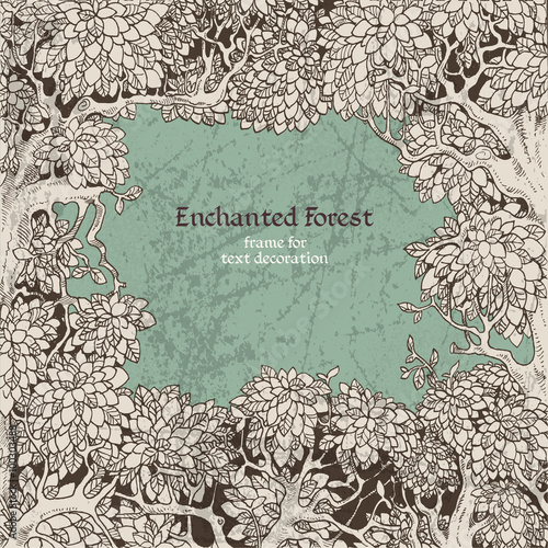 Valokuva Frame for text decoration Enchanted Forest