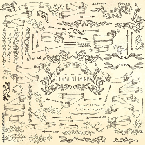 Hand drawn decoration elements.
