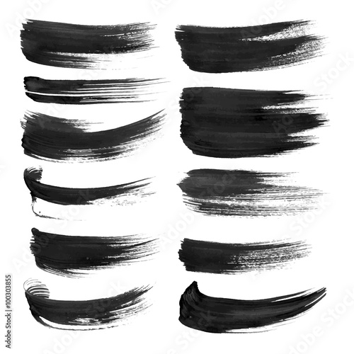 Black strokes painted with paint on white background