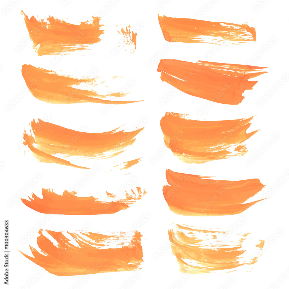 Obraz premium Realistic strokes wet orange paint on a white surface 3. Vector