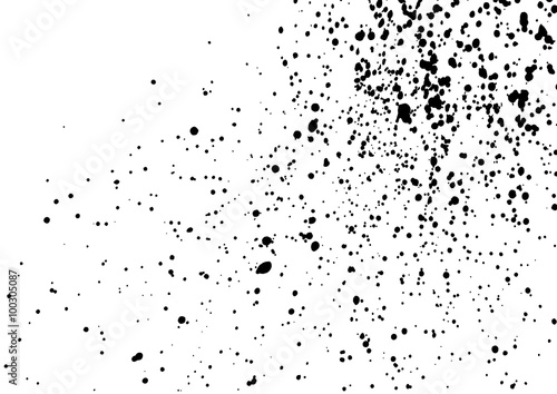 Dust overlay, distress grunge dirty grain vector texture, Simply Grainy grunge black abstract texture effect on a white background. Black ink blow explosion on black background. Paint spray, drop.