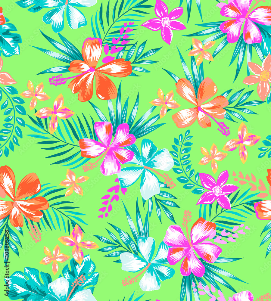 sweet tropical flowers ~ seamless background