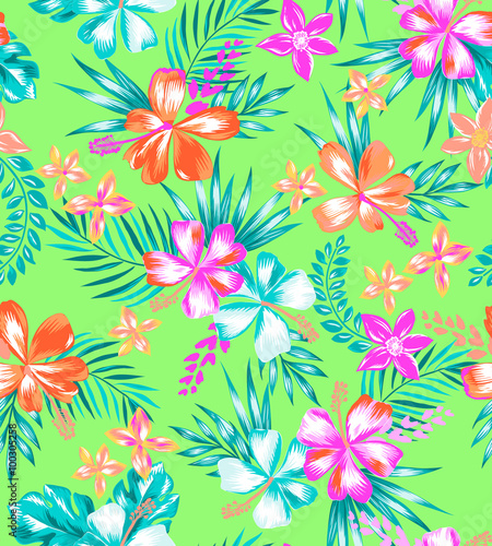 sweet tropical flowers   seamless background