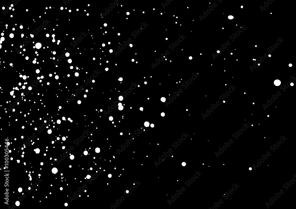 Starry night sky. Stars on dark sky at night. The falling snow.