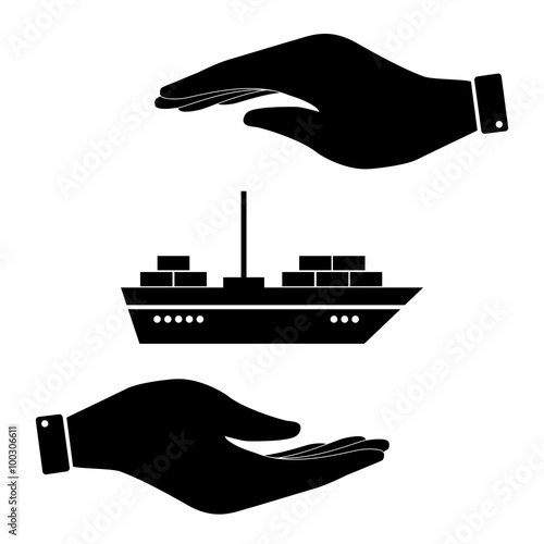 Ship in hand icon photo